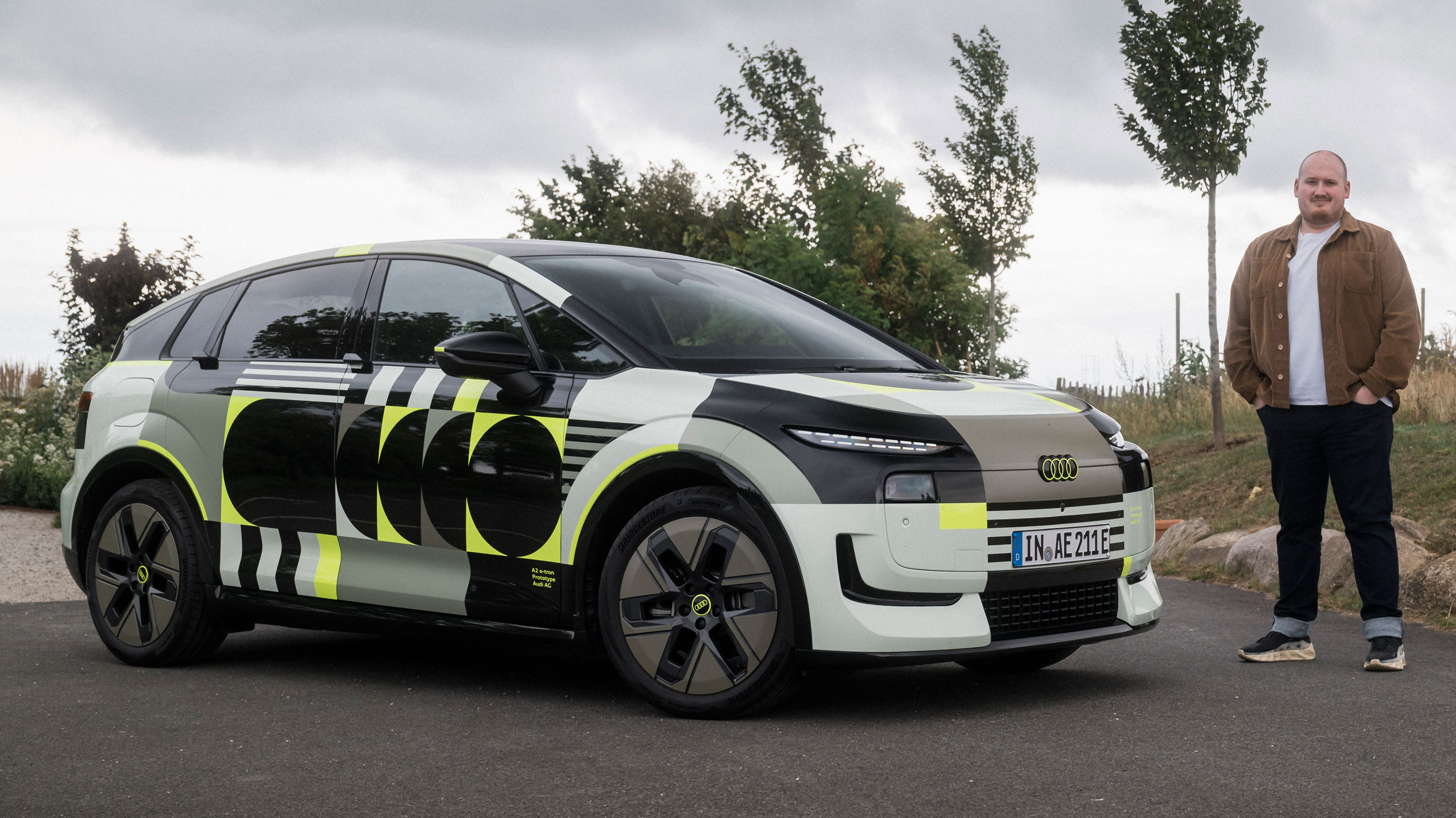 Ellis Hyde with the Audi A2 e-tron prototype