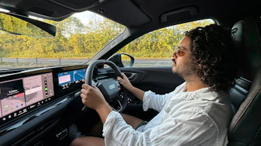 Auto Express news editor Jordan Katsianis driving the Audi RS 5