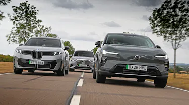 BMW iX3 vs Mercedes GLC vs Volvo EX60 - front tracking