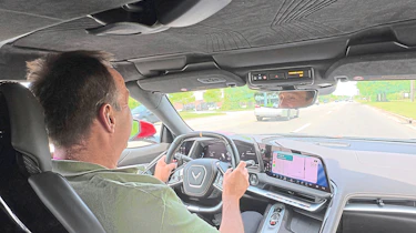 Corvette ZR1X 2026 - interior, car being driven by Auto Bild's Thomas Geiger