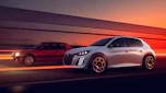 New Peugeot E-208 GTi and 205 GTi - front action