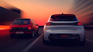 New Peugeot E-208 GTi and 205 GTi - rear action