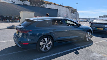 Audi A6 Avant e-tron parked at Dover Docks