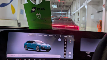 Audi A6 Avant e-tron rear-view mirror with ferry pass attached