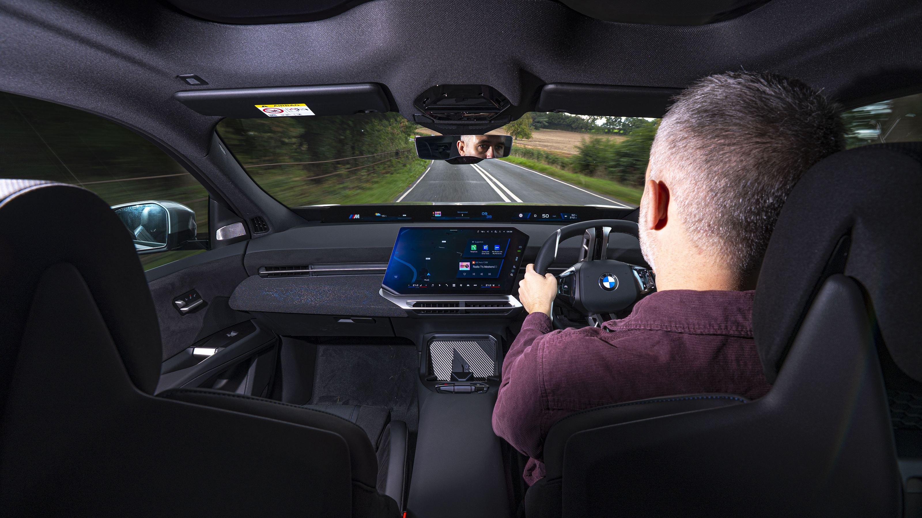 New BMW iX3 40 M Sport - front interior, car being driven by Auto Express deputy editor Richard Ingram