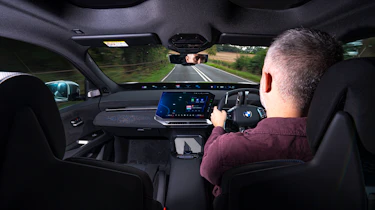 New BMW iX3 40 M Sport - front interior, car being driven by Auto Express deputy editor Richard Ingram