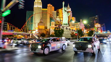 Ford Fathom prototype driving past the New York New York casino