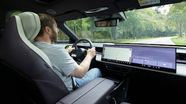 Dave Humphreys driving the Mazda CX-6e