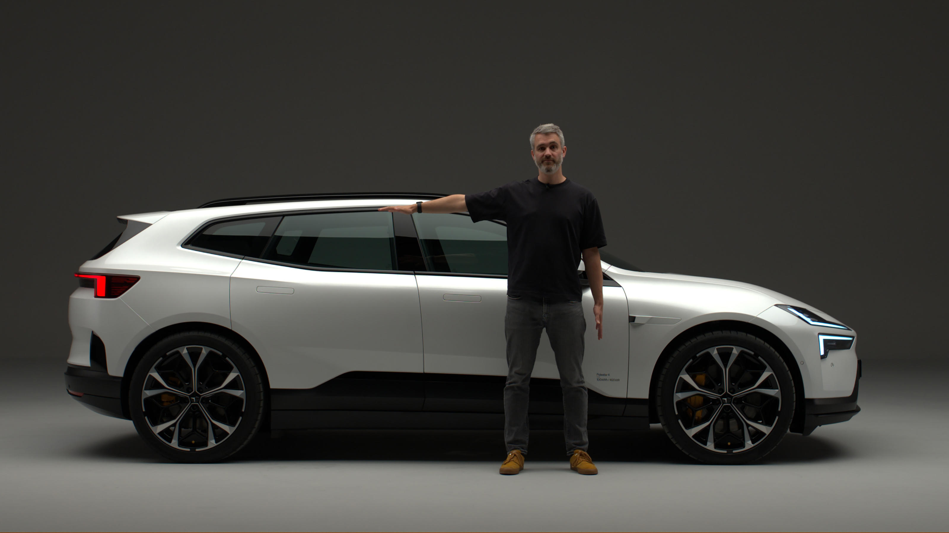 Auto Express deputy editor Richard Ingram standing in front of the new Polestar 4