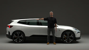Auto Express deputy editor Richard Ingram standing in front of the new Polestar 4