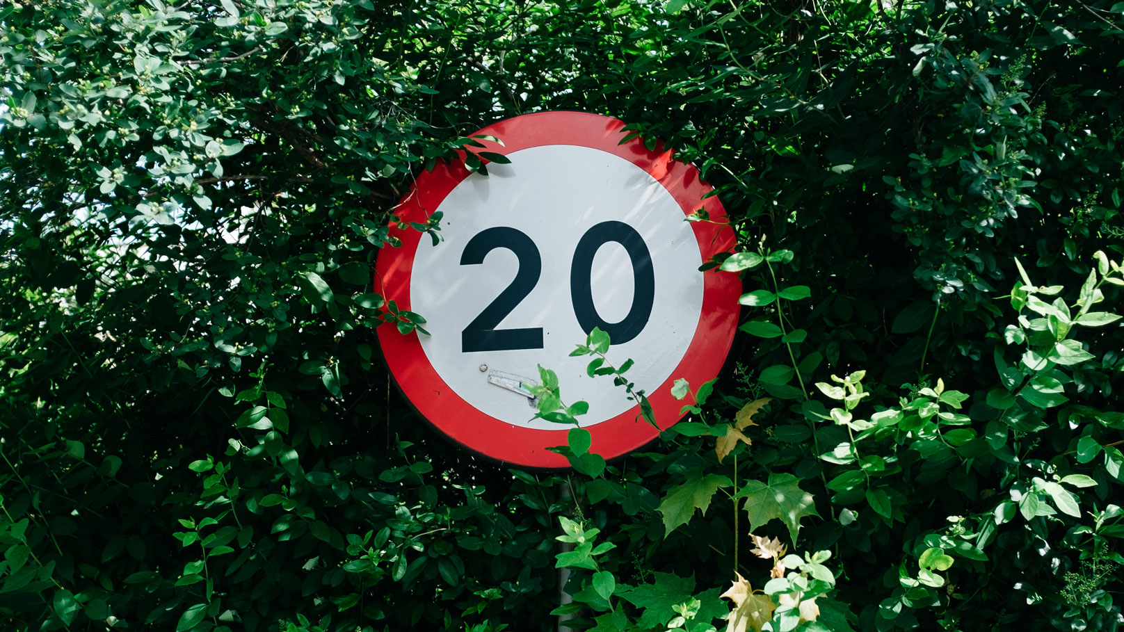 Obscured road sign