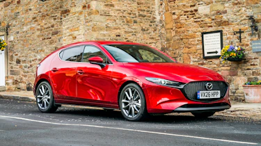 2027 Mazda 3 - red front angled