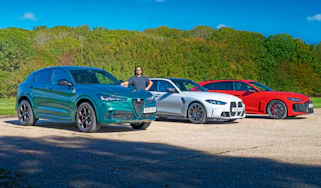 Alfa Romeo Stelvio Quadrifoglio - front 3/4 with fast estates