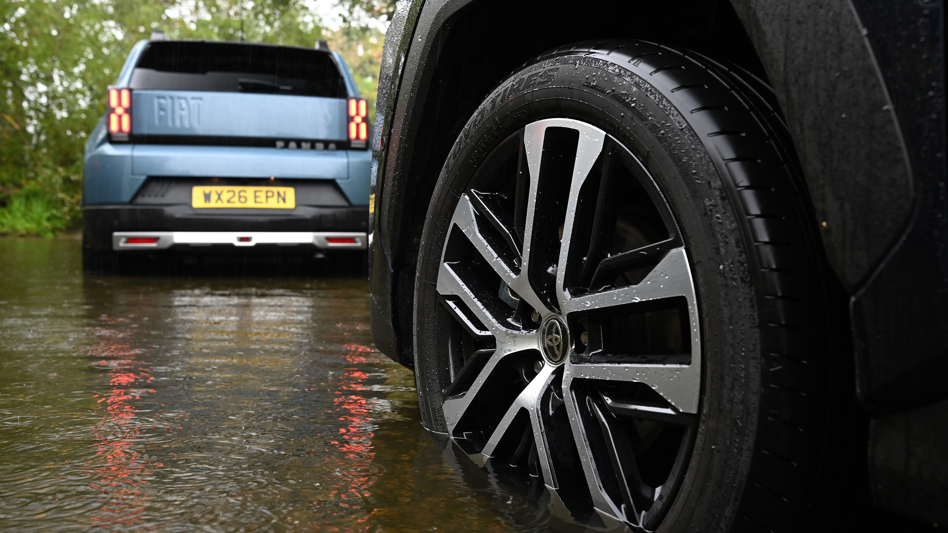 Toyota RAV4 wheel in deep water