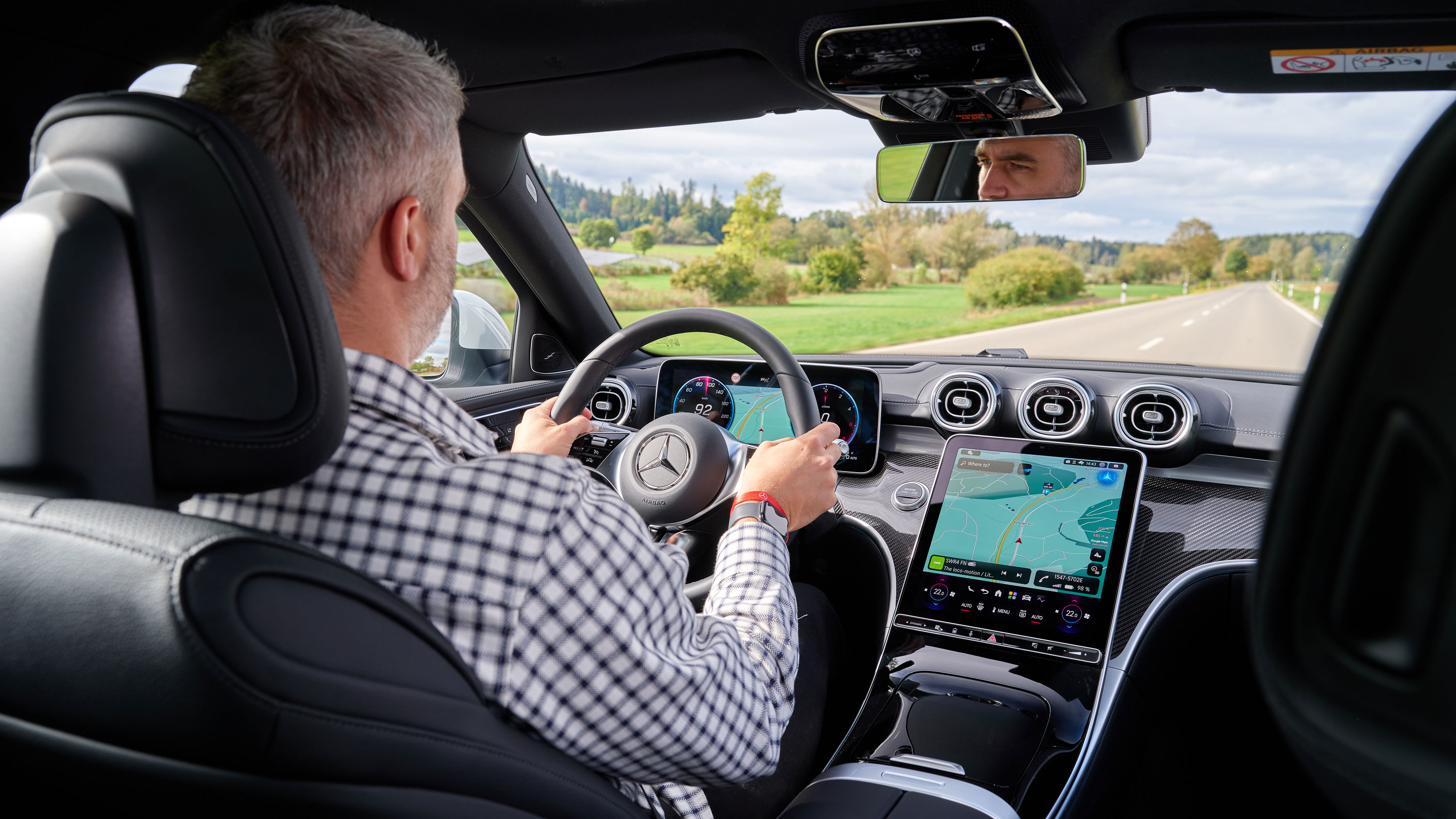 Richard Ingram driving the facelifted Mercedes C-Class