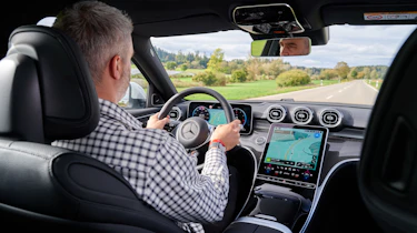 Richard Ingram driving the facelifted Mercedes C-Class