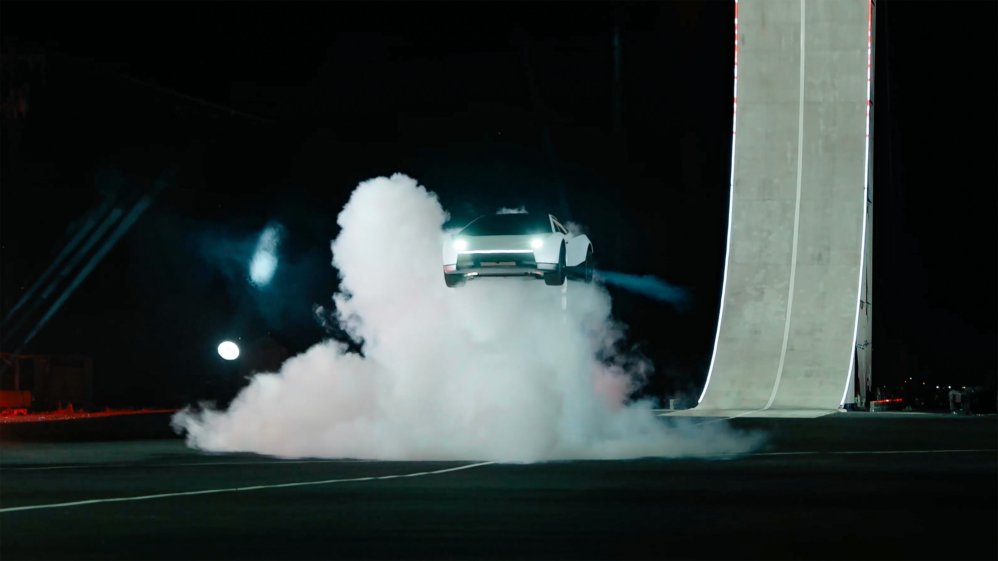 New Tesla Roadster reveal - car flying