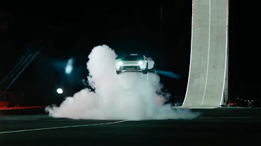 New Tesla Roadster reveal - car flying