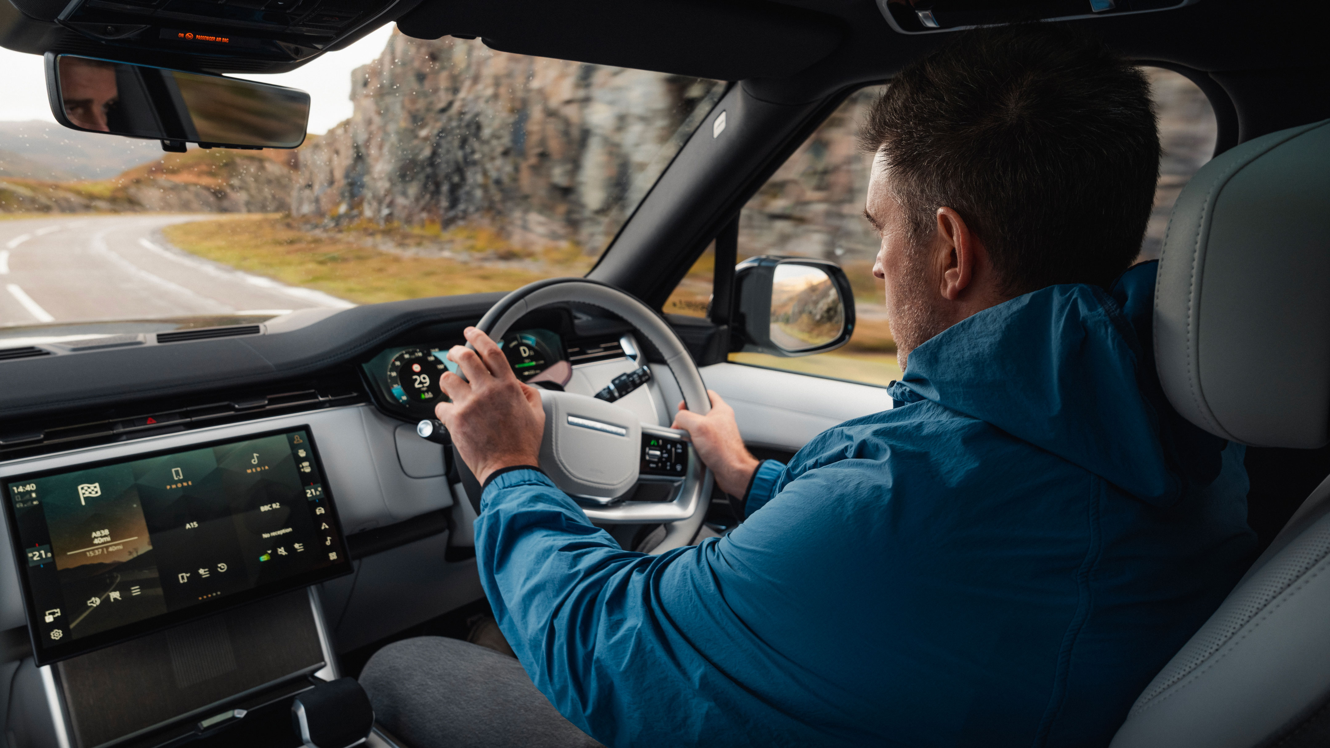 Steve Walker driving the Range Rover Electric