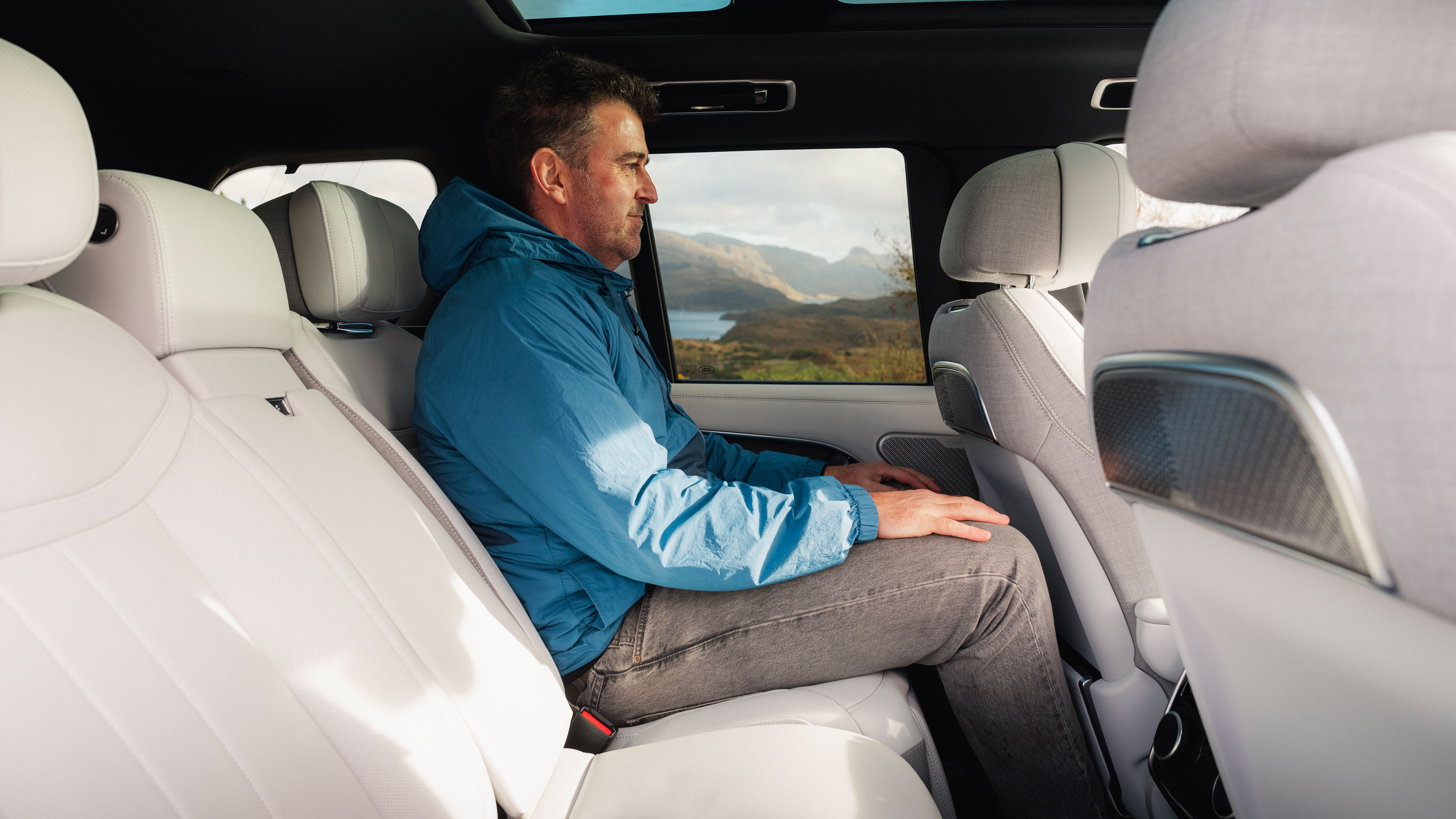 Steve Walker sat in the Range Rover Electric