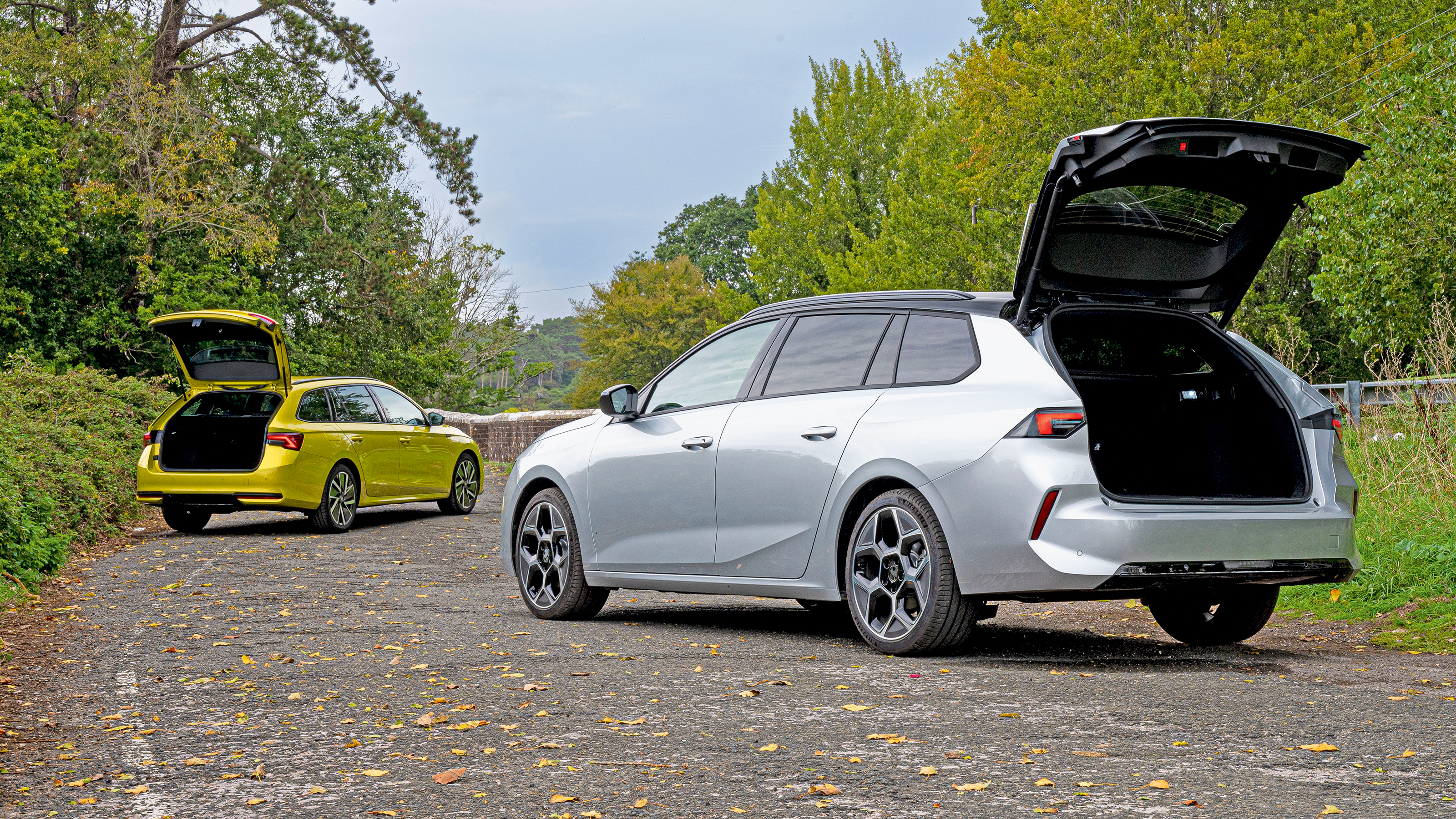 Skoda Octavia Estate vs Vauxhall Astra Sports Tourer - rear boots open