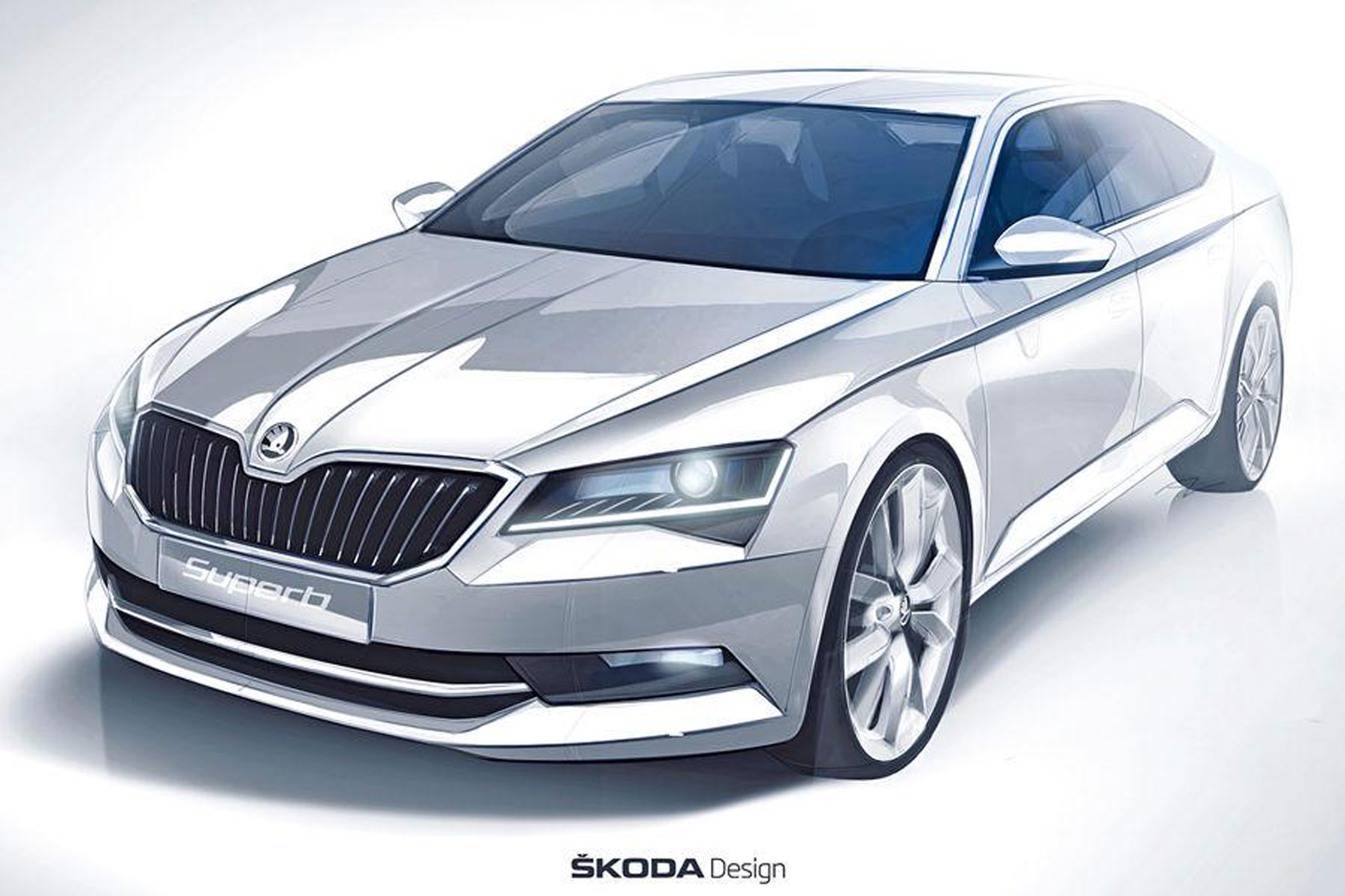 Skoda Superb 2015 official sketch - front