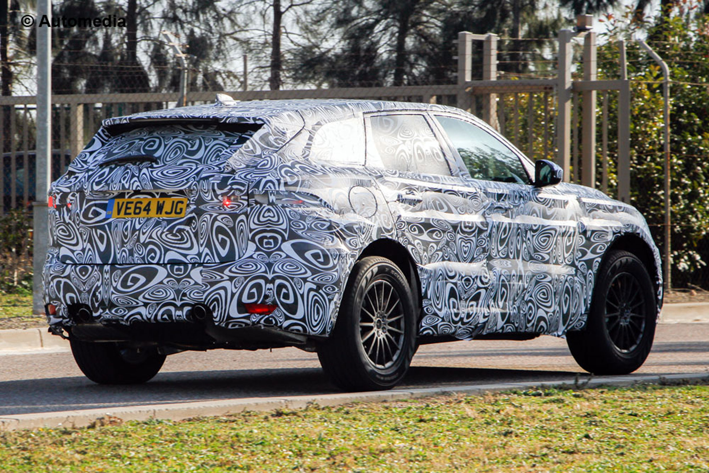 Jaguar F-Pace production spyshots rear