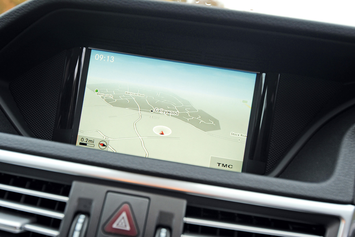 Mercedes E300 Hybrid interior screen detail