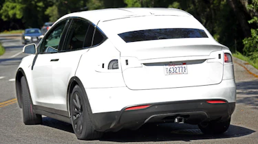 Tesla Model X spyshots rear side