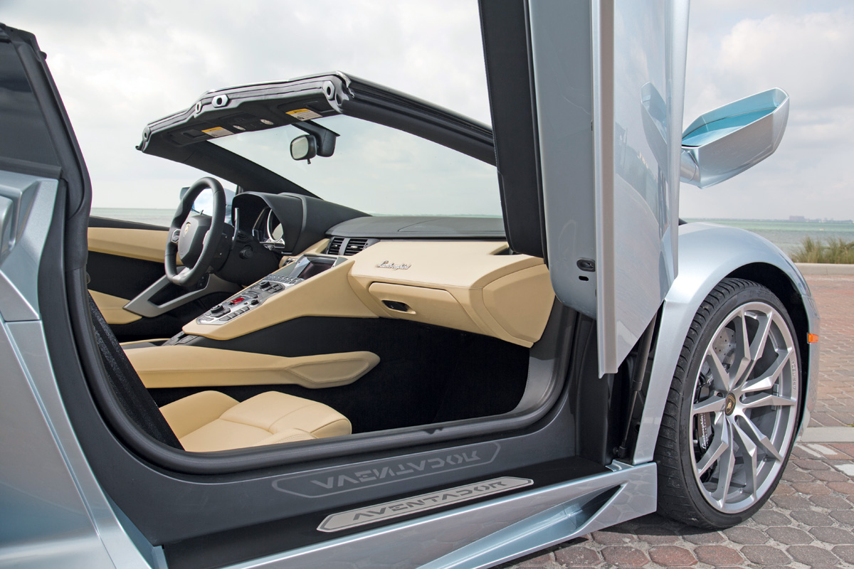 Lamborghini Aventador Roadster door and interior detail