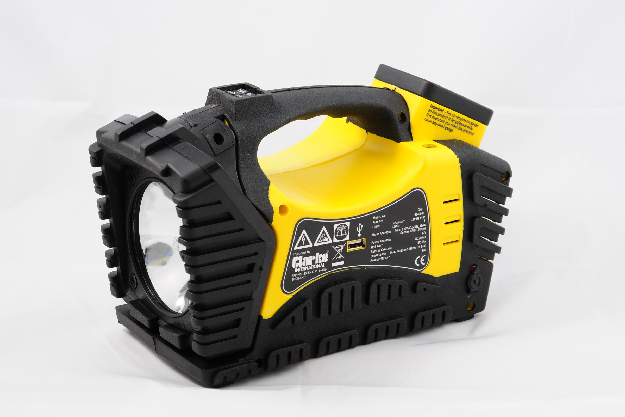 Clarke Cordless Compressor with Spotlight Plus Car Starter