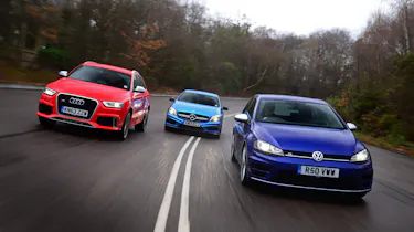 VW Golf R vs Audi RS Q3 vs Mercedes A45 AMG