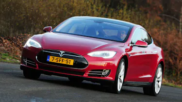 tesla model s in red