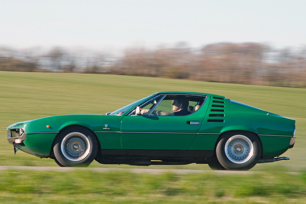 The unique grilles above the headlights on the Alfa Romeo Montreal retract when the lights are turned on.