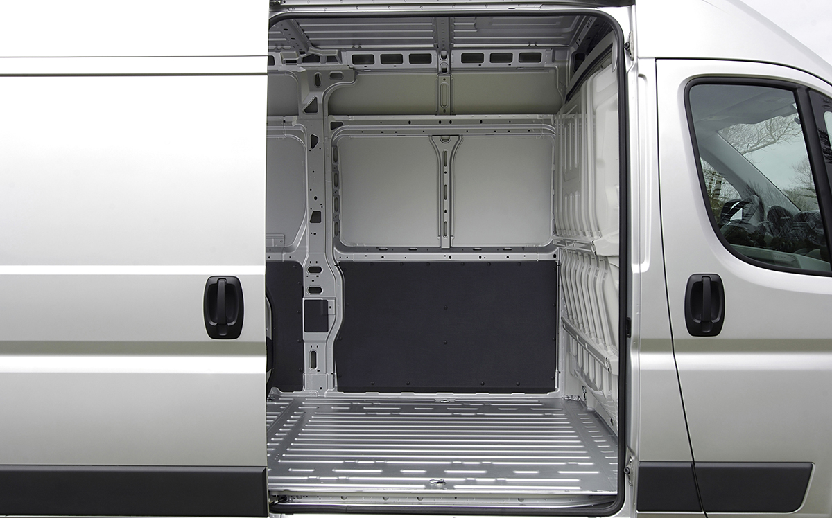 Peugeot Boxer left side door open and cargo bed