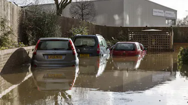 UK Floods: cars flooded