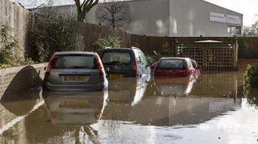 UK Floods: cars flooded