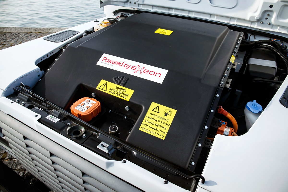 Electric Defender under the bonnet