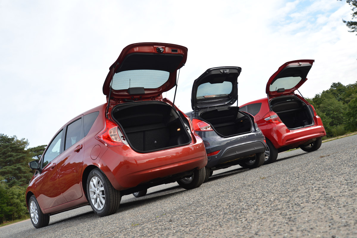 Ford Fiesta, Nissan Note, Honda Jazz hatchback 2013 boot