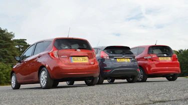 Ford Fiesta, Nissan Note, Honda Jazz hatchback 2013 group test rear