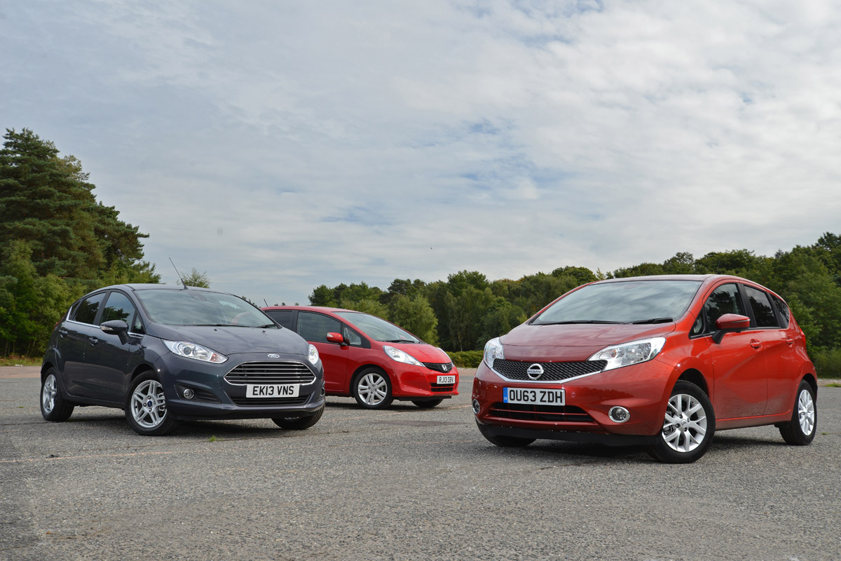 Ford Fiesta, Nissan Note, Honda Jazz hatchback 2013 group test
