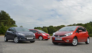 Ford Fiesta, Nissan Note, Honda Jazz hatchback 2013 group test