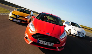 Ford Fiesta ST vs 208 GTi and Clio RS