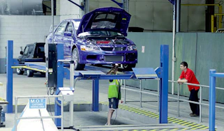 Mitsubishi Lancer Evo IX in workshop