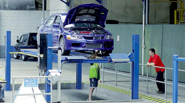 Mitsubishi Lancer Evo IX in workshop