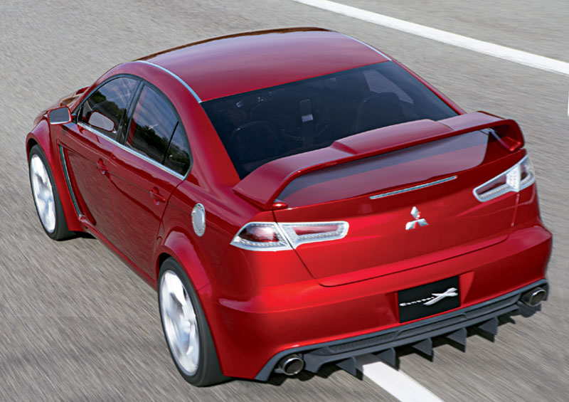 Rear view of Mitsubishi Lancer Evo X