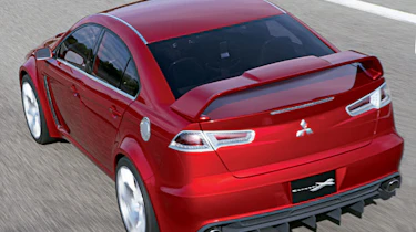 Rear view of Mitsubishi Lancer Evo X