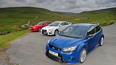 Ford Focus RS vs Mitsubishi Evo X vs Subaru Impreza STi
