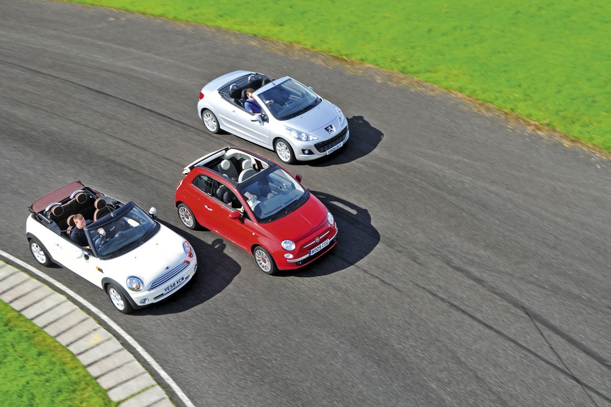 Fiat 500C vs Mini Cooper Convertible vs Peugeot 207CC