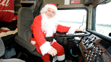 We drive the Coca Cola Christmas lorry! interior